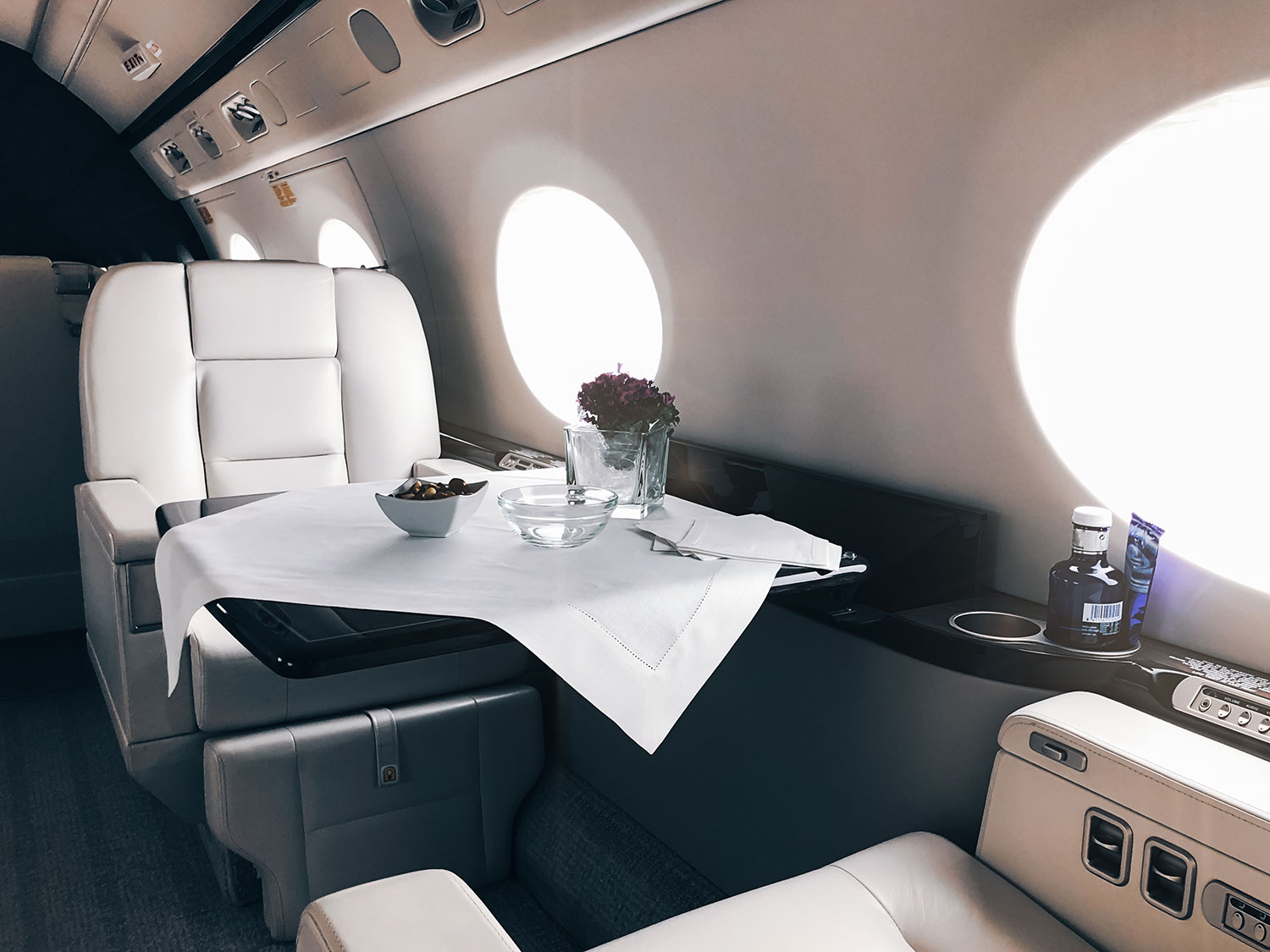 Interior of a luxury private jet