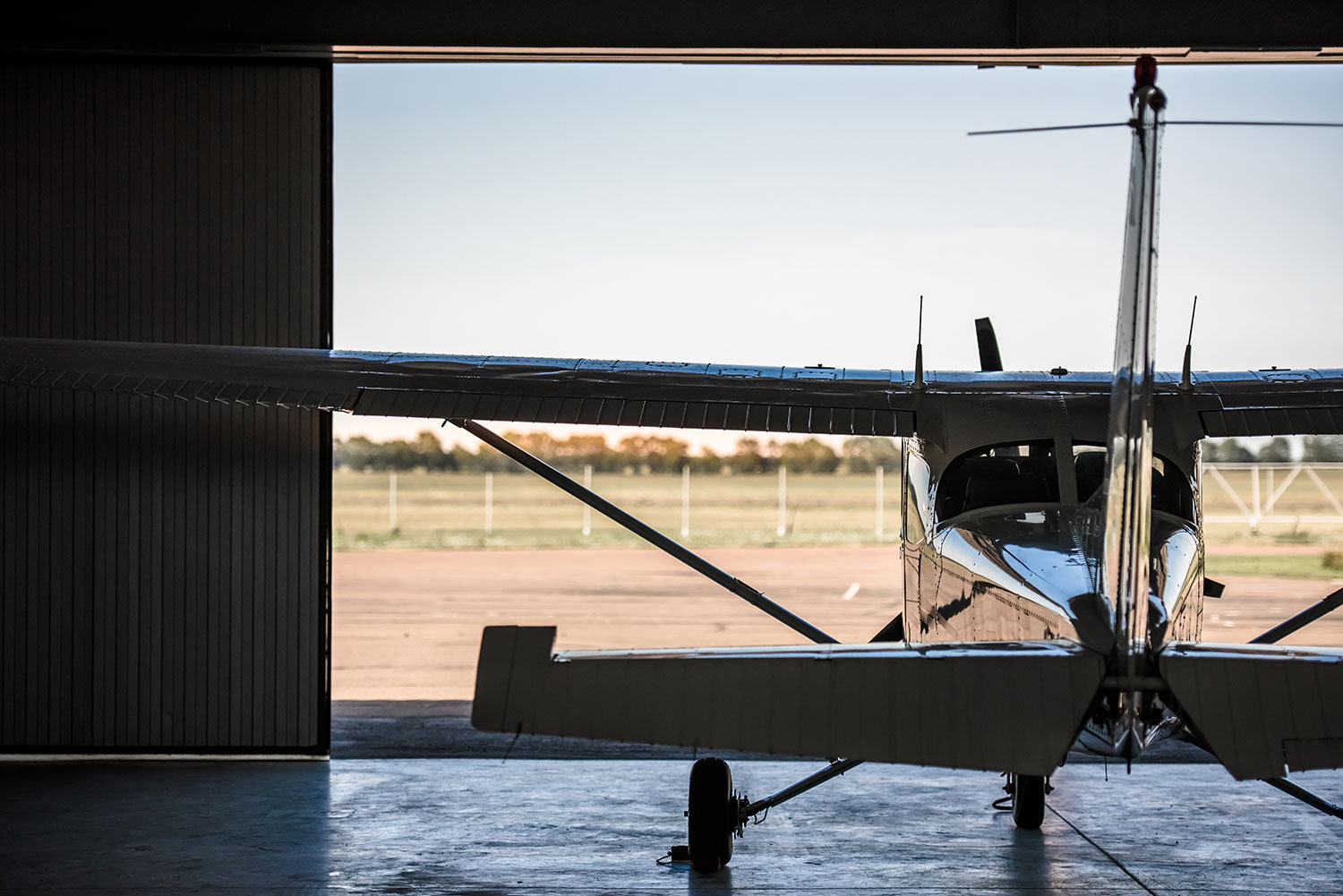 airplane sitting in a hangar